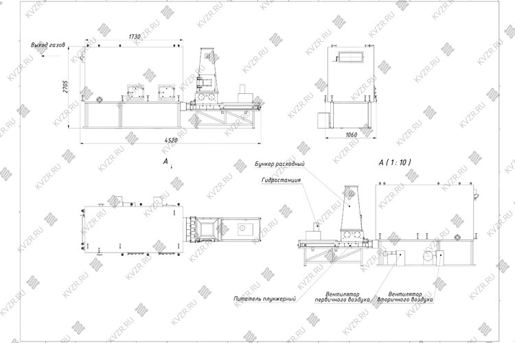 Котел на опилках 0.3 МВт чертеж